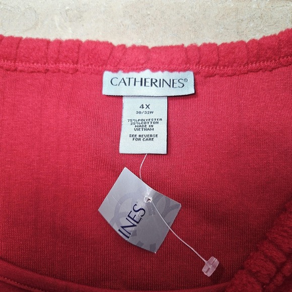 Catherines Sweater Women‎ 4X Red Textured Knit Chenille Pullover Holiday Party - Picture 4 of 10